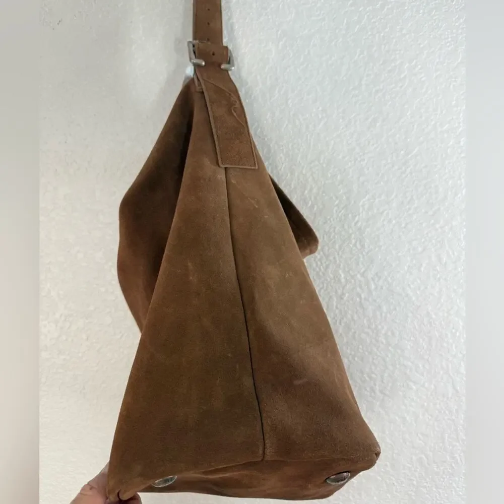 NWT Free People WTF Honor Suede Hobo Bag in Saddle Boho Festival Leather
